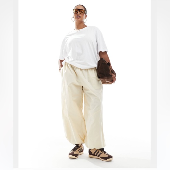 ASOS Curve Pants - ASOS Curve Poplin Pants Size 20 Yellow Pull-On High Rise Wide Leg Utility
